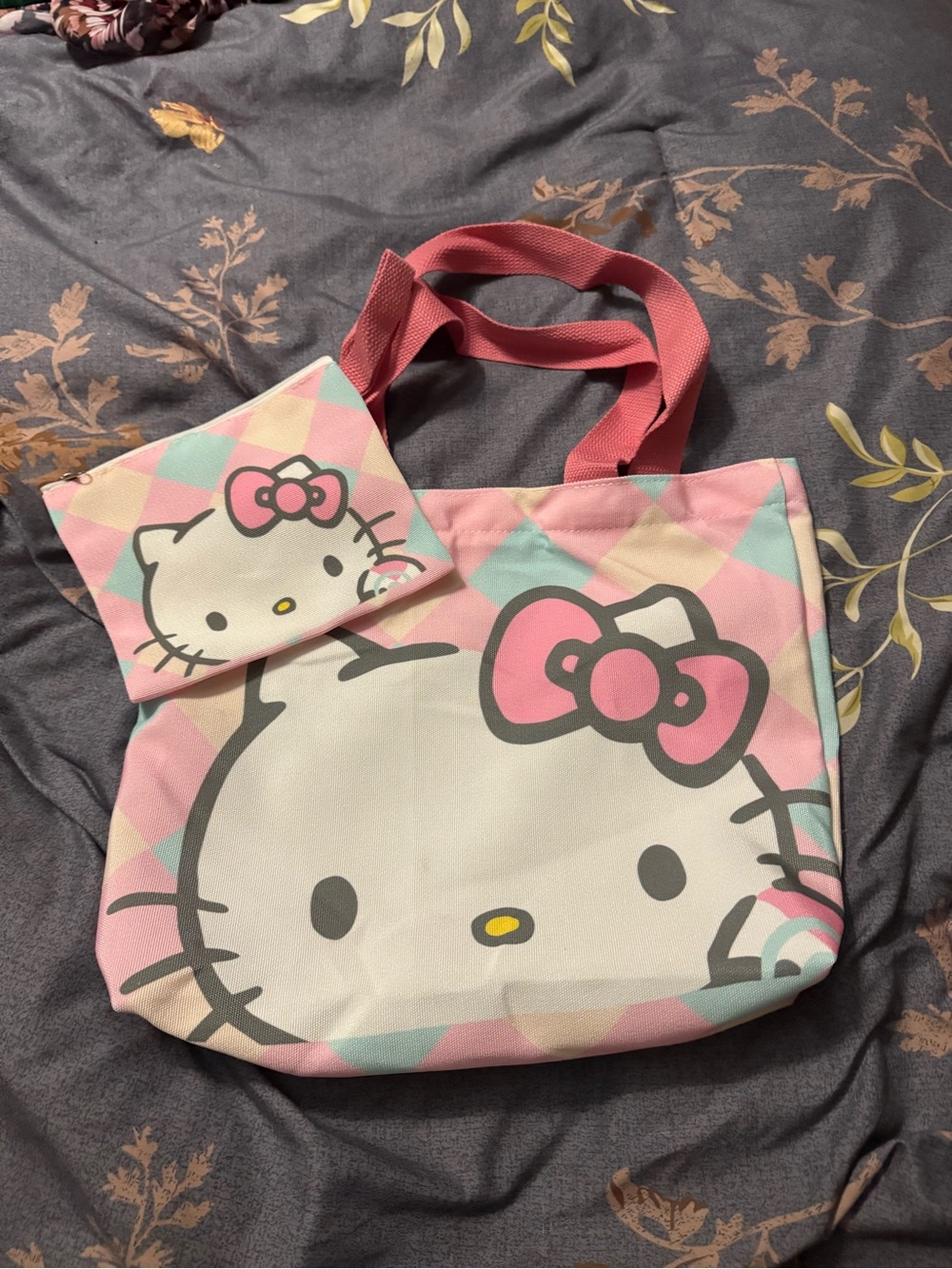 Sanrio Hello Kitty Pink and White Tote with Matching Coin Pouch